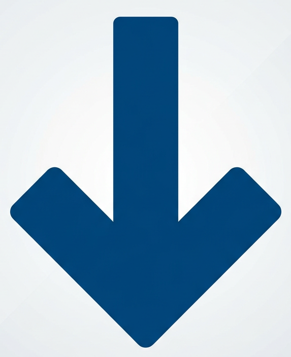 Blue downward arrow icon on light gray background